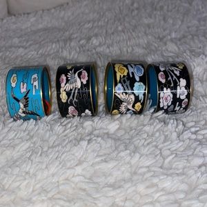 ANTIQUE CHINESE NAPKIN RING HOLDERS CLOISONNÉ  ON BRASS JINGFA